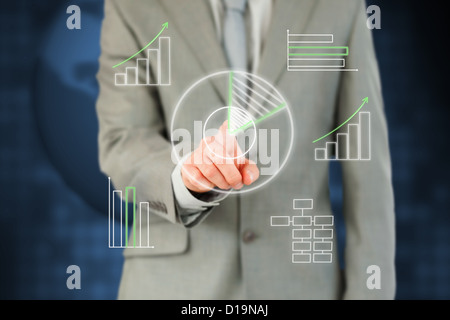 Man in suit working with touch screen Stock Photo