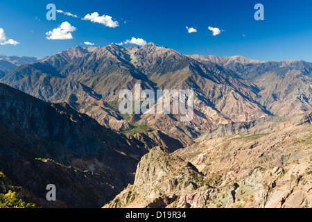 Arid colorful mountains under the blue sky Stock Photo