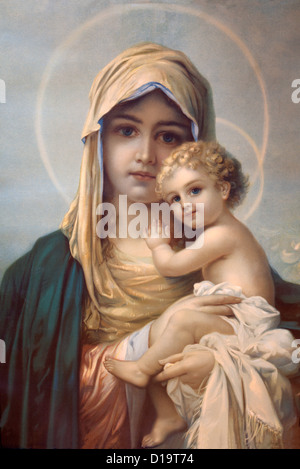 Mother of God. Typical catholic print image by anonymous author from the beginning of the 20th century Stock Photo