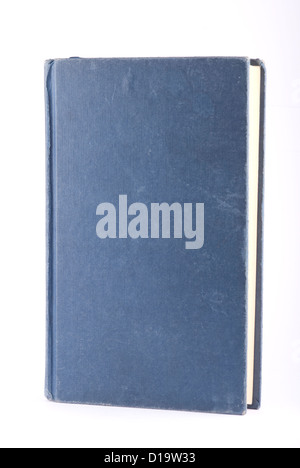 Old blue book isolated on white. Vertical composition. Stock Photo