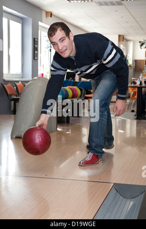 man by bowling Stock Photo