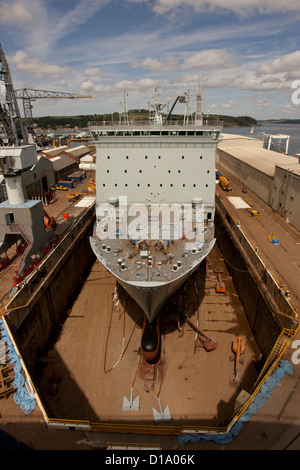 General view of a ship in Falmouth Dock yard, Cornwall, UK Stock Photo