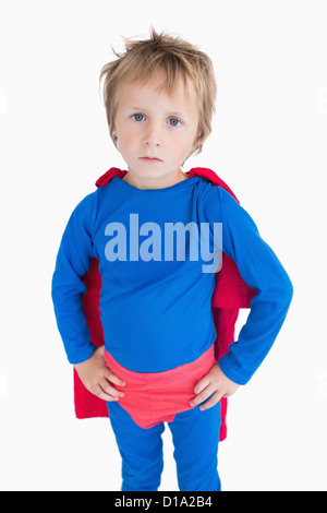 Portrait of boy dressed as superhero Stock Photo