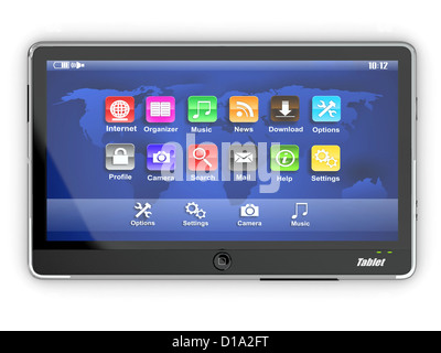 Black tablet pc on white background. 3d Stock Photo
