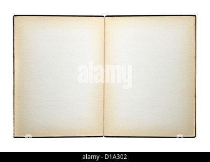 Old notebook, opened with blank pages Stock Photo