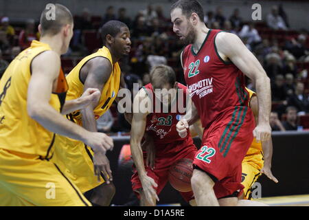 Sopot, Poland 12th, December 2012 Basketball Eurocup. Trefl Sopot (Poland) v Lokomotiv Kuban Krasnodar (Russia) game at ERGO Arena sports hall in Sopot.  Nick Calathes (33) in action during the game. Stock Photo