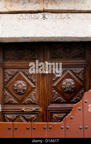 Wooden door. Candelario, Salamanca province, Castilla Leon, Spain. Stock Photo