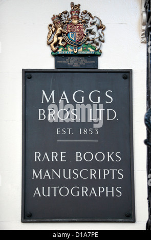 The Maggs Bros Ltd. rare books shop in Berkeley Square, Mayfair London UK Stock Photo