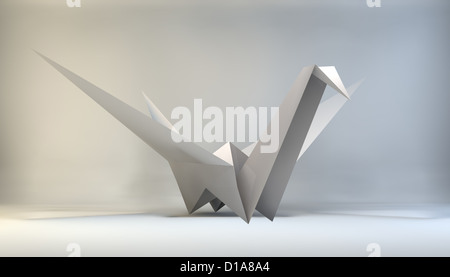 White origami bird, clipping path Stock Photo