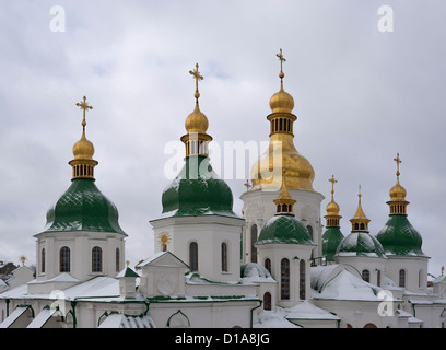 Domes of st. Sophia cathedral in Kyiv in winter Stock Photo