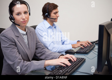 Two call center operators Stock Photo