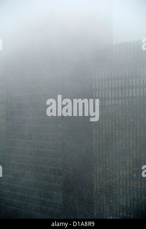 Snow blizzard covering Toronto Dominion Centre towers in downtown Toronto Stock Photo