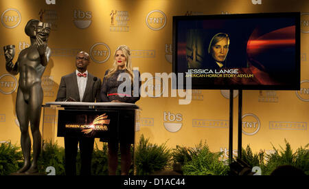 Dec. 12, 2012 - West Hollywood, California, U.S - Actors Busy Philipps and Taye Diggs at the 19th Annual Screen Actors Guild Awards Nominations Announcement at the Pacific Design Center on Wednesday, December 12, 2012 in West Hollywood, California. Jessica Lange, ''American Horror Story: Asylum'', is nominated for Outstanding Performance by a Female Actor in a Drama Series. (Credit Image: © Javier Rojas/Prensa Internacional/ZUMAPRESS.com) Stock Photo