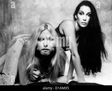 CHER Promotional photo with fellow US musician Greg Allman about 1976 Stock Photo