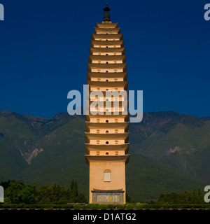 The Three Pagodas Of San Ta Si Monastery In Dali, Yunnan Province, China Stock Photo