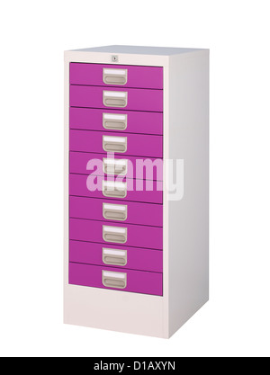 Steel drawers furniture in violet for new factory office furniture Stock Photo