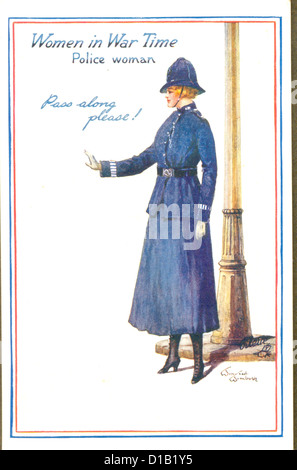 World War One postcard of  Police Woman from series Women in War Time Stock Photo