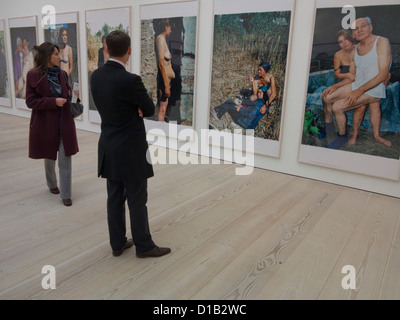 Visitors to the New Art from Russia and China exhibition at the Saatchi Gallery, London, UK Stock Photo