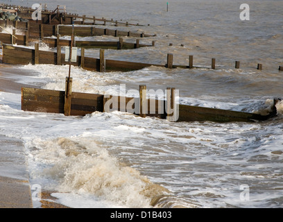 Waves Wooden Groynes Sea Defences Cobbold S Point Felixstowe Suffolk   Waves Wooden Groynes Sea Defences Cobbolds Point Felixstowe Suffolk D1b403 