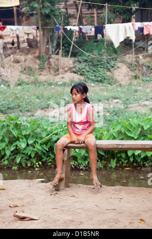 Young girl from the Kayan minority group, Huai Seau Tao, Mae Hong Son Province, Thailand Stock Photo