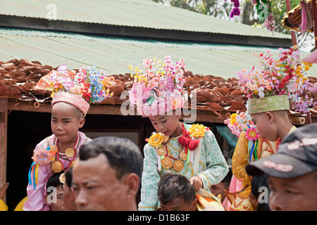 'Poy Sang Long' festival where young novice monks are ordained, Mae Hong Son, Thailand Stock Photo