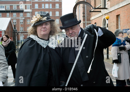 tailor and his wife at the victorian festival of christmas portsmouth Stock Photo