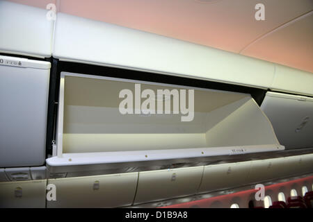 Qatar Dreamliner, Boeing 787, Luggage compartment, overhead luggage compartment Stock Photo