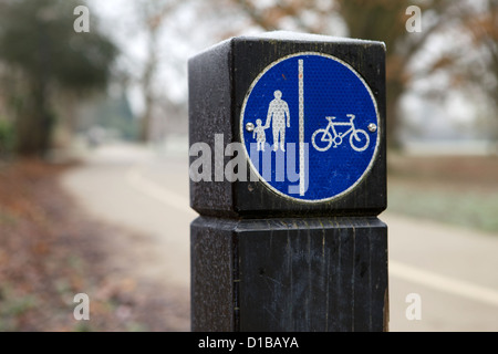 Pedestrian and Cyclist sign for paths in public parks Solihull Stock Photo
