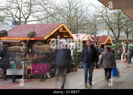 Christmas Shoppers on Solihull High Street in Mell Square Stock Photo