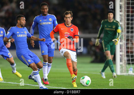 (L to R) Ashley Cole (Chelsea), John Obi Mikel (Chelsea), Cesar Delgado (Monterrey), Petr Cech (Chelsea),  December 13, 2012 - Football / Soccer :  FIFA Club World Cup Japan 2012, Semi-Final match  between Chelsea FC 3-1 CF Monterrey  at Yokohama International Stadium, Kanagawa, Japan.  (Photo by Daiju Kitamura/AFLO SPORT) [1045] Stock Photo