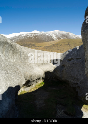 View of Castle Hill's limestone boulders, between Arthur's and Darfield Passes, New Zealand. Kura Tawhiti Conservation Area. Stock Photo
