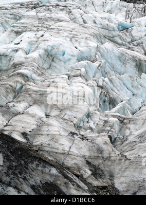 Closeup view of Fox Glacier/Te Moeka o Tuawe, Westland/Tai Poutini National Park, New Zealand Stock Photo