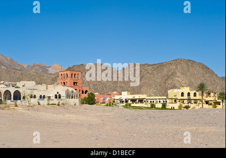 Hotel resorts and golf course in Taba Heights, Sinai Peninsula, Egypt on Aqaba Gulf Stock Photo