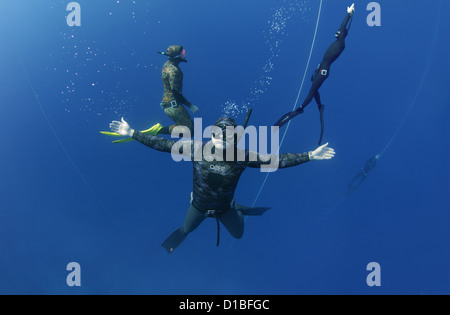 Freedivers, Mediterranean Sea, Kash, Turkey Stock Photo