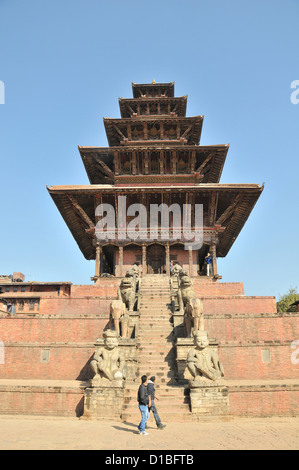 Nyatapola temple aumadhi Tole square Bhaktapur Nepal Stock Photo
