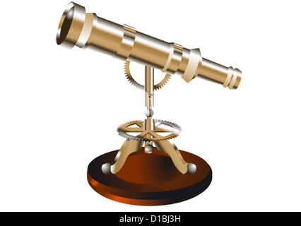 telescope on a wooden stand Stock Photo