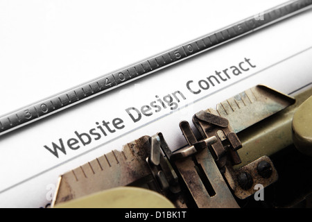 Website design contract text on typing machine Stock Photo