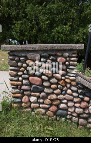 Portion of Natural Stone Outdoor Staircase Northern MIchigan USA Stock Photo