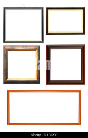 collections of wooden frames isolated over white background Stock Photo