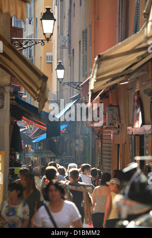 Street scene in the old city of Nice Stock Photo