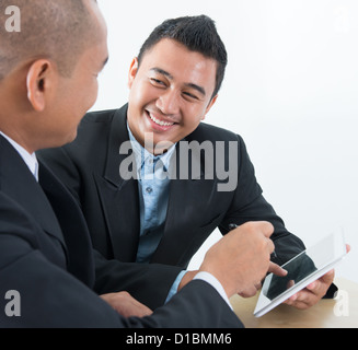 Southeast Asian ebusiness activity, business people on network online discussion Stock Photo