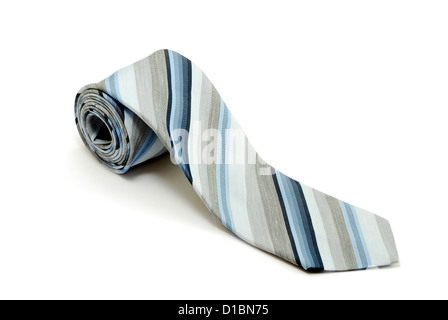 blue striped tie isolated on white background Stock Photo