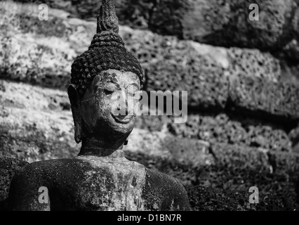 An ancient Buddha image in Thailand (black and white) Stock Photo