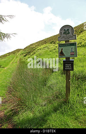 A footpath sign saying Little Howden Moor on the High Peak Estate Derbyshire dark Peak District National Park Stock Photo