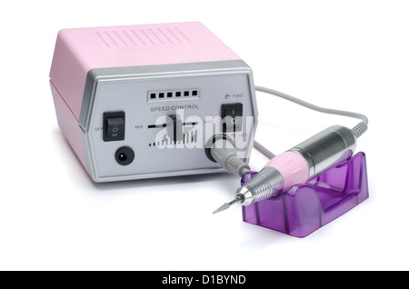 Electric professional nail manicure pedicure machine isolated on white Stock Photo