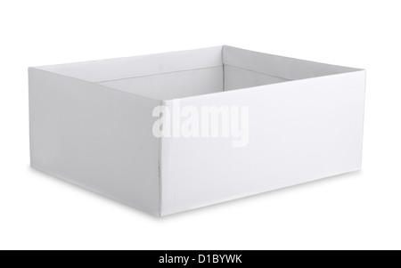 Open cardboard white box isolated on white Stock Photo