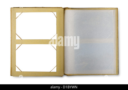 Old open photo album isolated on white Stock Photo