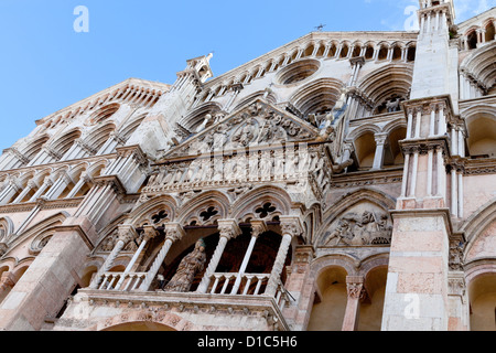 side view of facade Ferrara Cathedral, Italy Stock Photo
