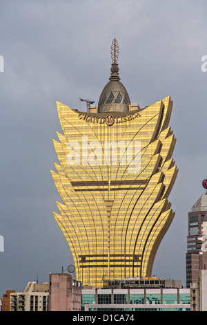 Grand Lisboa Hotel and Casino seem from Mount Hill in Macau. Stock Photo