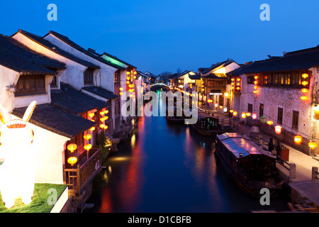 East Venice city at night - Suzhou, China. Stock Photo